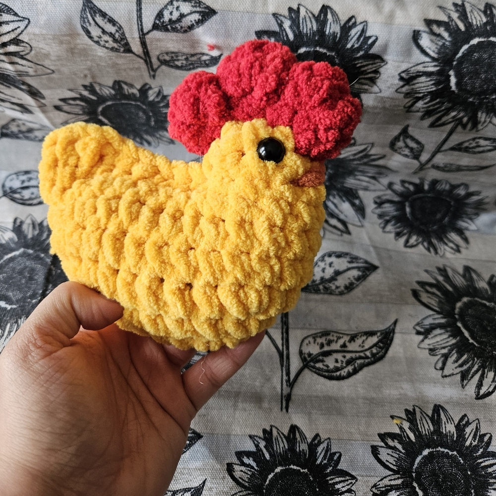 Crochet Yellow Chicken Rooster Amigurumi Plushie - Picture 4 of 6